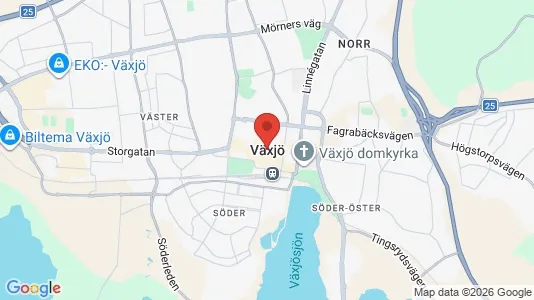 Rum att hyra i Växjö - kort over placeringen