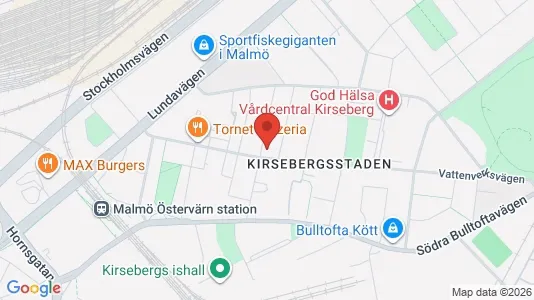 Lägenheter att hyra i Kirseberg - kort over placeringen