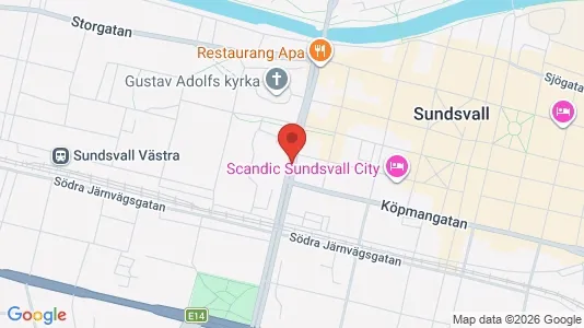 Lägenheter att hyra i Sundsvall - kort over placeringen