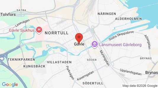Lägenheter att hyra i Gävle - kort over placeringen