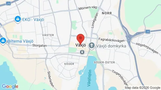 Lägenheter att hyra i Växjö - kort over placeringen