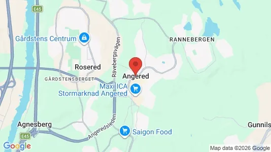 Rum att hyra i Angered - kort over placeringen
