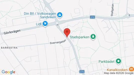 Lägenheter att hyra i Sandviken - kort over placeringen