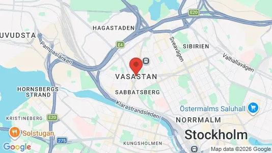 Studentbostäder att hyra i Vasastan - kort over placeringen