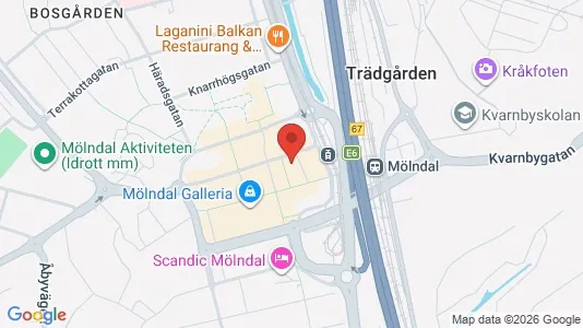 Lägenheter att hyra i Mölndal - kort over placeringen