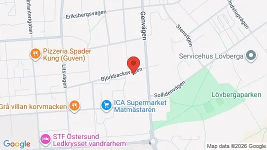Lägenheter att hyra i Östersund - kort over placeringen