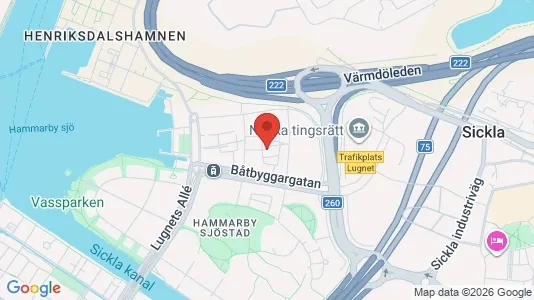 Lägenheter att hyra i Hammarbyhamnen - kort over placeringen