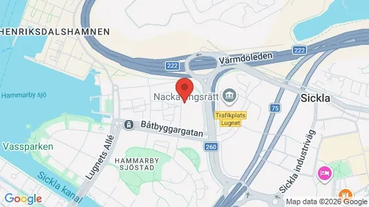 Lägenheter att hyra i Hammarbyhamnen - kort over placeringen