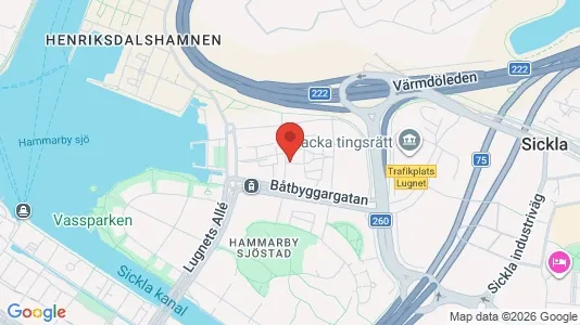 Lägenheter att hyra i Hammarbyhamnen - kort over placeringen