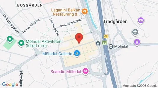 Lägenheter att hyra i Mölndal - kort over placeringen