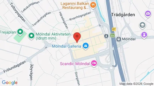 Lägenheter att hyra i Mölndal - kort over placeringen