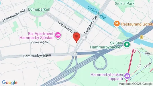 Lägenheter att hyra i Hammarbyhamnen - kort over placeringen
