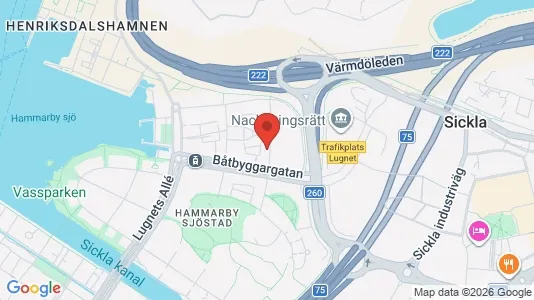 Lägenheter att hyra i Hammarbyhamnen - kort over placeringen