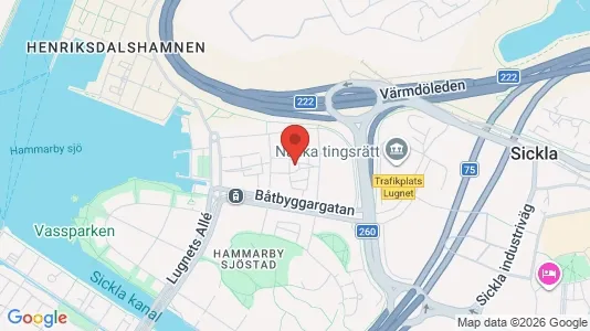 Lägenheter att hyra i Hammarbyhamnen - kort over placeringen
