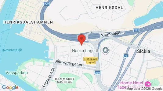 Lägenheter att hyra i Hammarbyhamnen - kort over placeringen