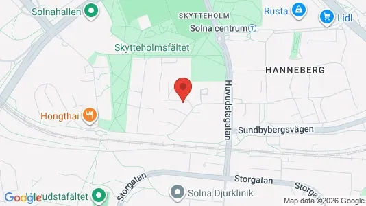 Lägenheter att hyra i Solna - kort over placeringen