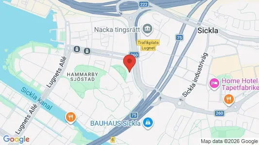 Lägenheter att hyra i Hammarbyhamnen - kort over placeringen