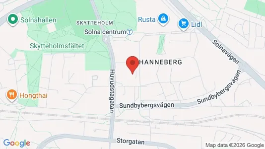 Lägenheter att hyra i Solna - kort over placeringen