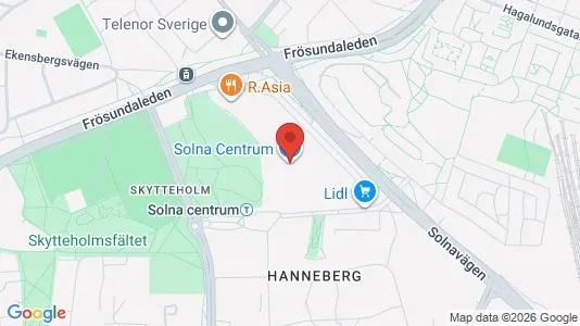 Lägenheter att hyra i Solna - kort over placeringen