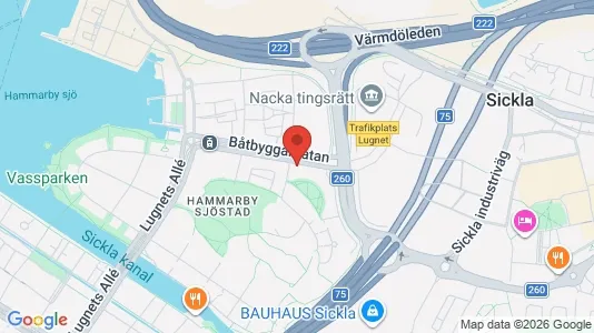 Lägenheter att hyra i Hammarbyhamnen - kort over placeringen