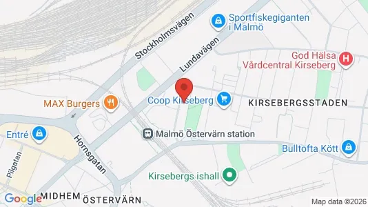 Lägenheter att hyra i Kirseberg - kort over placeringen