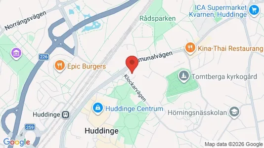 Lägenheter att hyra i Huddinge - kort over placeringen