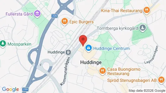 Lägenheter att hyra i Huddinge - kort over placeringen