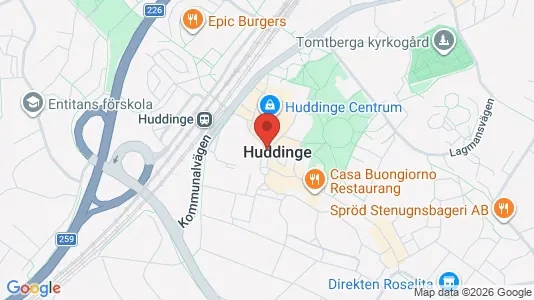 Lägenheter att hyra i Huddinge - kort over placeringen