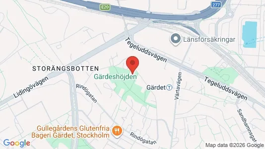 Lägenheter att hyra i Gärdet/Djurgården - kort over placeringen