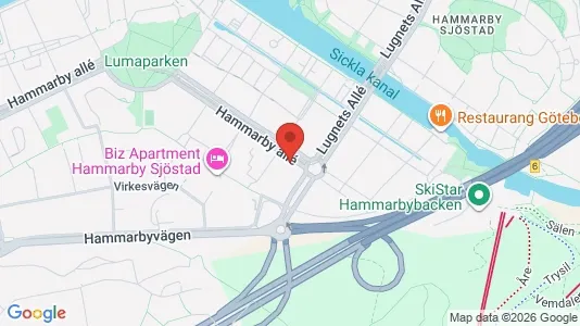 Lägenheter att hyra i Hammarbyhamnen - kort over placeringen