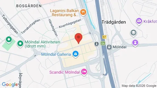 Lägenheter att hyra i Mölndal - kort over placeringen