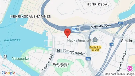 Lägenheter att hyra i Hammarbyhamnen - kort over placeringen