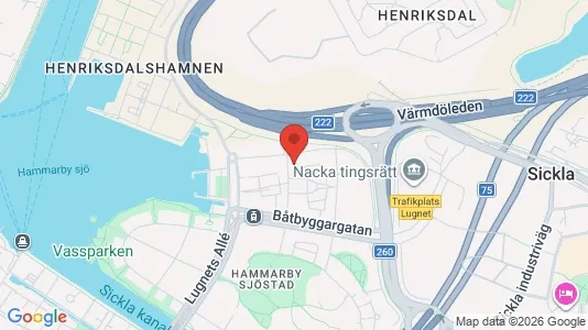 Lägenheter att hyra i Hammarbyhamnen - kort over placeringen