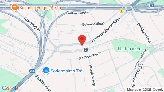 Lägenheter att hyra i Hammarbyhamnen - kort over placeringen