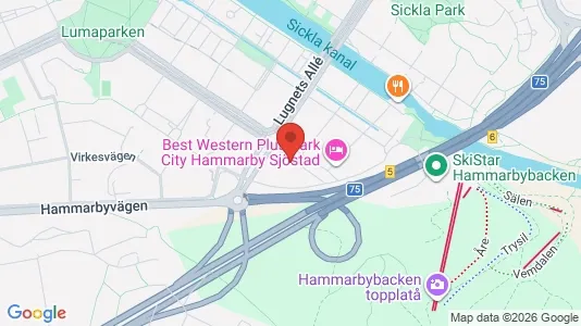 Lägenheter att hyra i Hammarbyhamnen - kort over placeringen