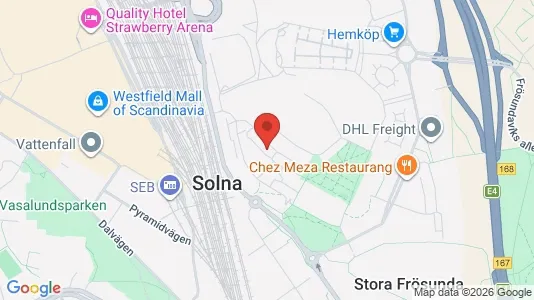 Lägenheter att hyra i Solna - kort over placeringen