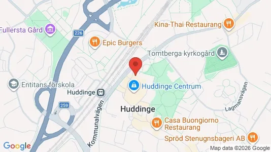 Lägenheter att hyra i Huddinge - kort over placeringen