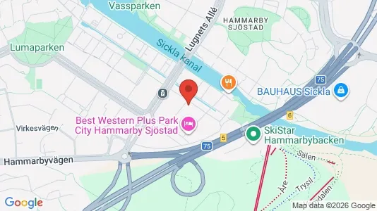 Lägenheter att hyra i Hammarbyhamnen - kort over placeringen