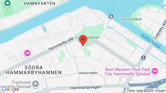 Lägenheter att hyra i Hammarbyhamnen - kort over placeringen