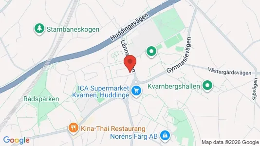 Lägenheter att hyra i Huddinge - kort over placeringen