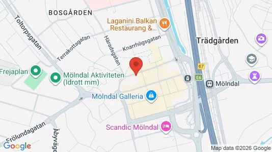 Lägenheter att hyra i Mölndal - kort over placeringen