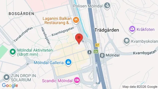 Lägenheter att hyra i Mölndal - kort over placeringen