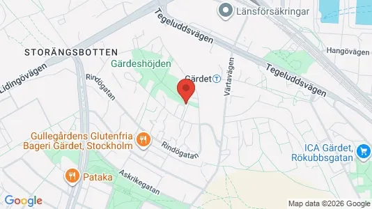 Lägenheter att hyra i Gärdet/Djurgården - kort over placeringen