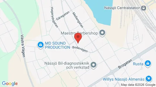 Lägenheter att hyra i Nässjö - kort over placeringen