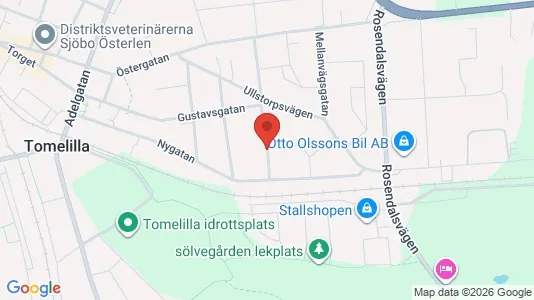 Lägenheter att hyra i Tomelilla - kort over placeringen
