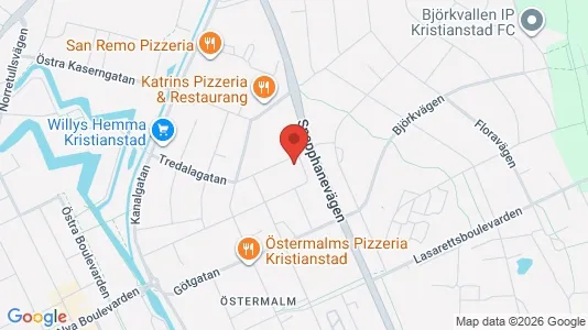 Lägenheter att hyra i Kristianstad - kort over placeringen