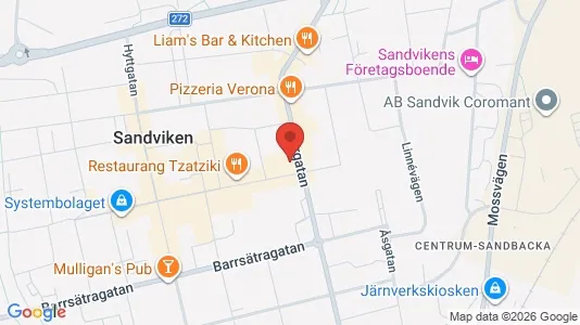 Lägenheter att hyra i Sandviken - kort over placeringen
