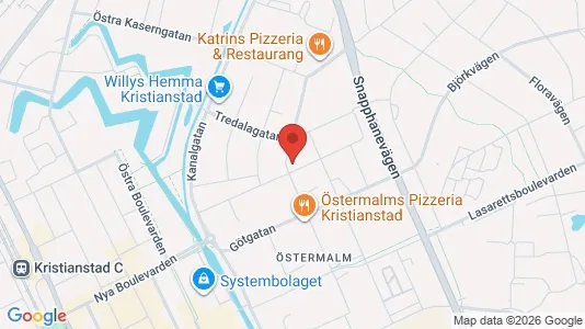 Lägenheter att hyra i Kristianstad - kort over placeringen