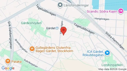 Lägenheter att hyra i Gärdet/Djurgården - kort over placeringen