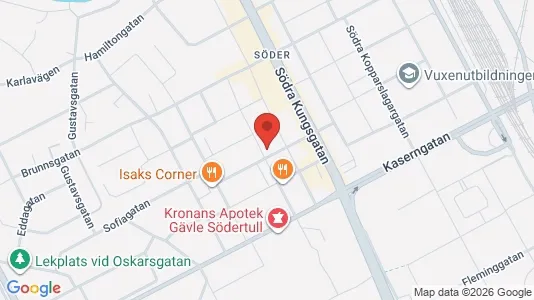 Lägenheter att hyra i Gävle - kort over placeringen
